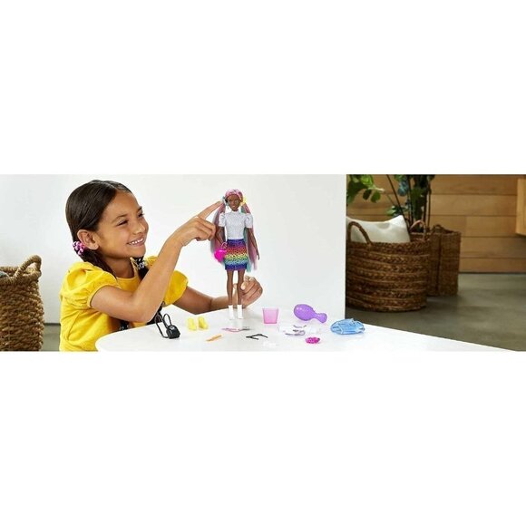 Barbie Leopard Rainbow Hair Doll (Brunette) with Color-Change Hair Feature - Picture 2 of 6